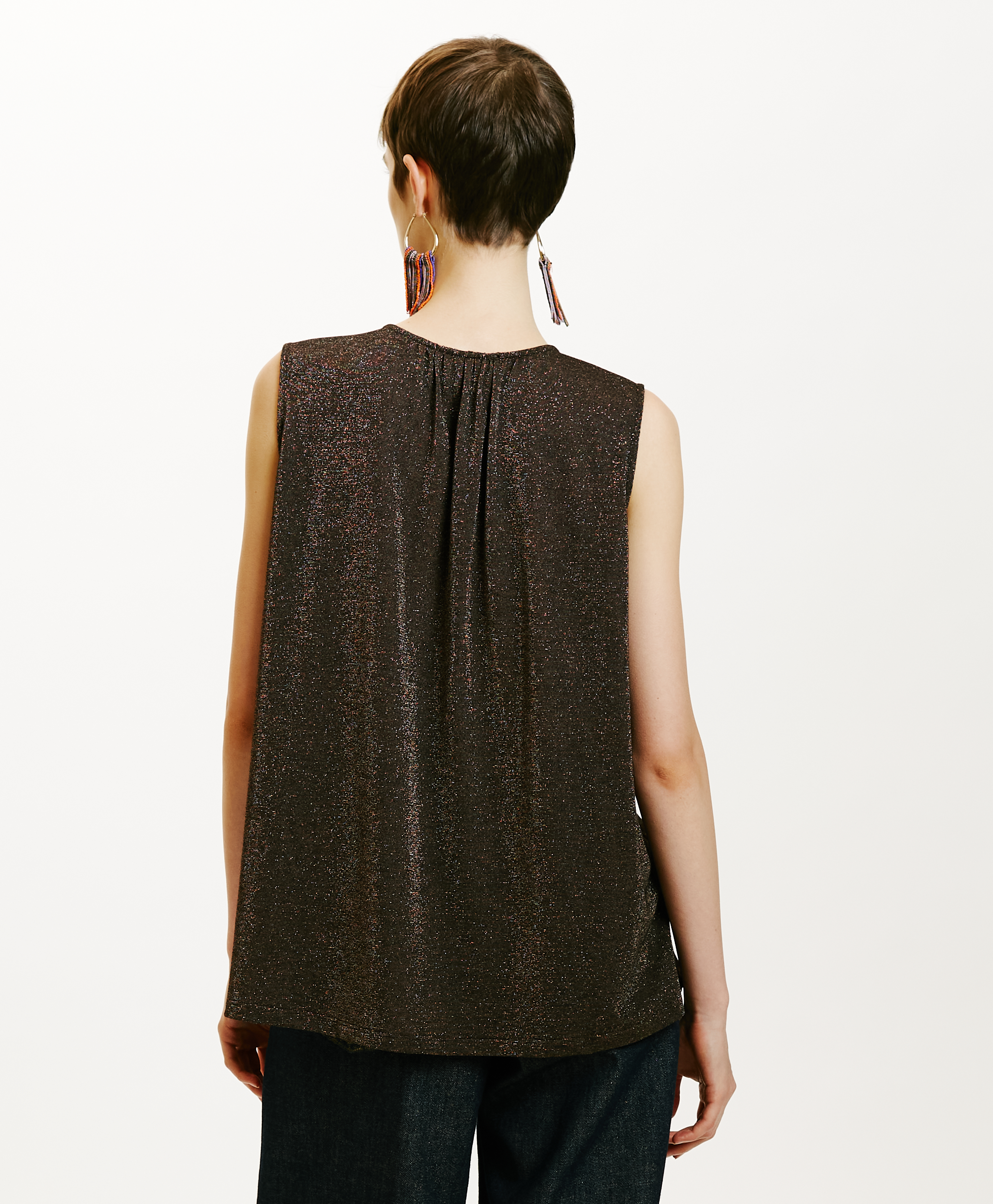 CRIS TOP IN LUREX JERSEY - COPPER - Momonì