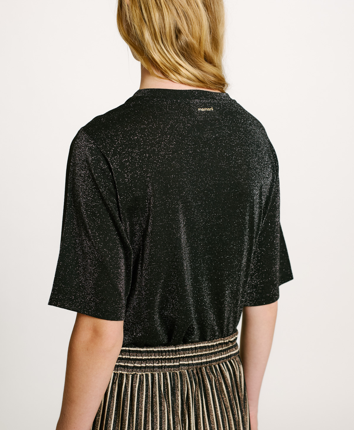 IORA TSHIRT IN JERSEY LUREX - CHARCOAL GRAY - Momonì