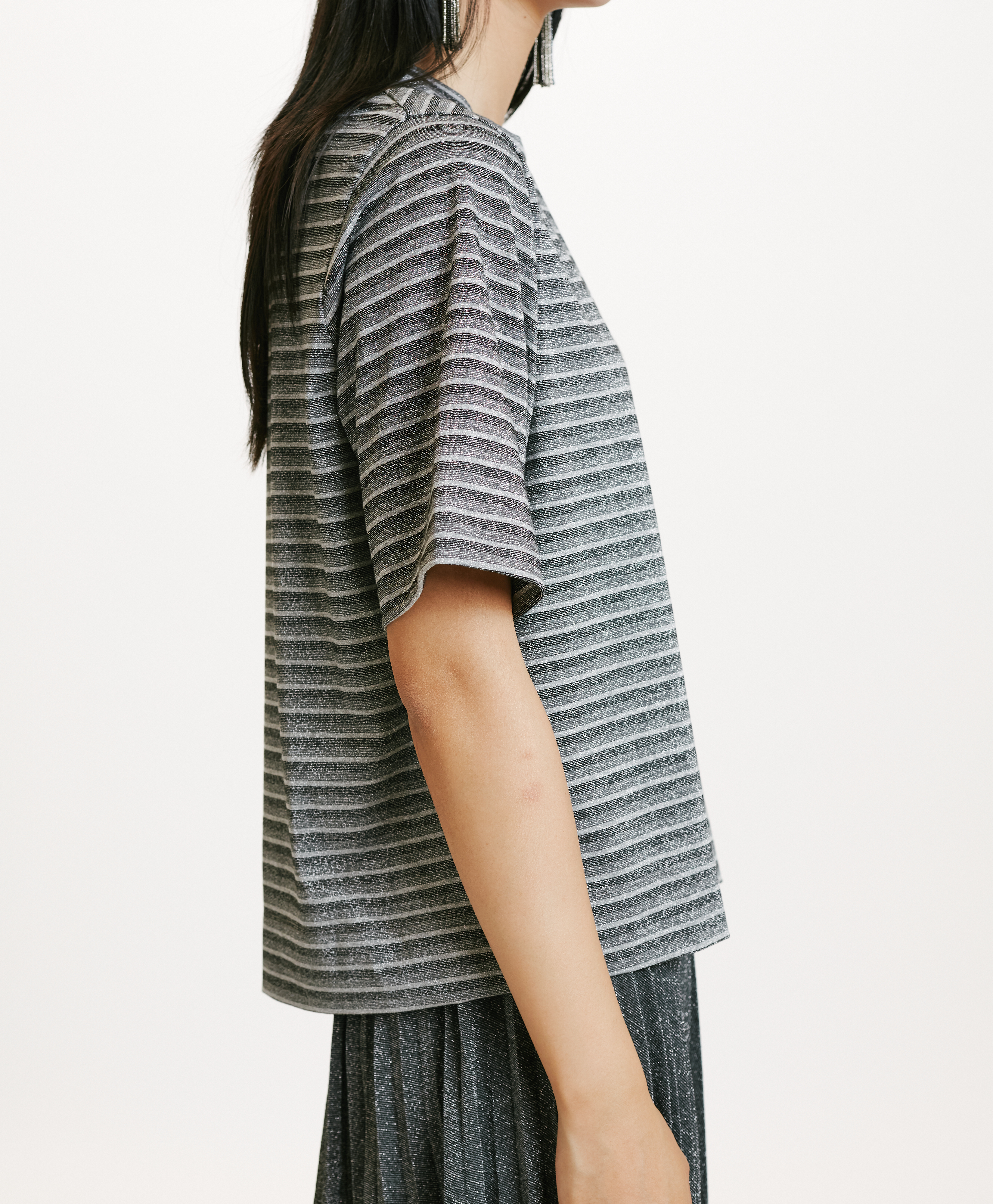 IORA TSHIRT IN JERSEY LUREX - GREY MULTICOLOR - Momonì