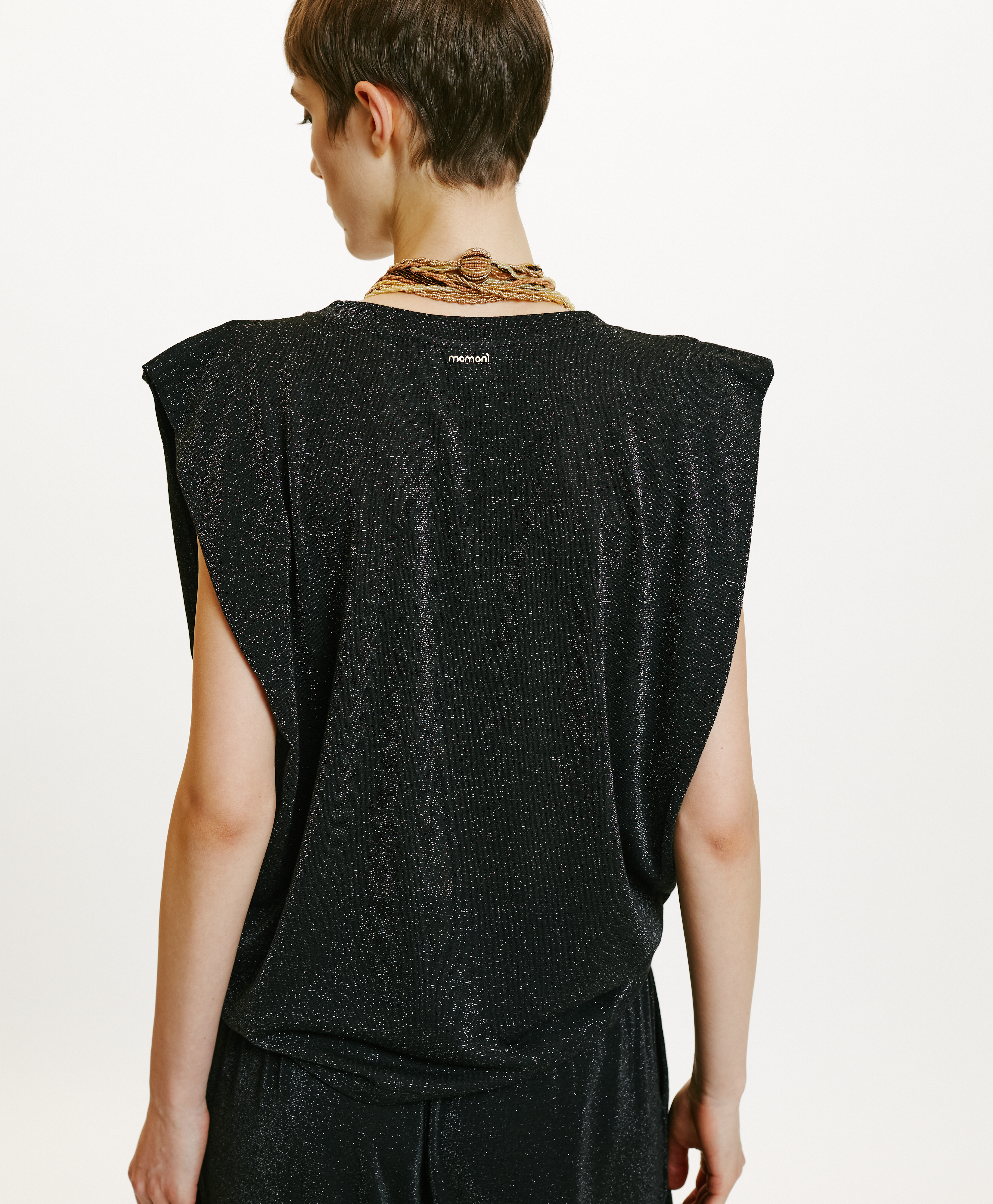 ENNA TSHIRT IN JERSEY LUREX - CHARCOAL GRAY - Momonì