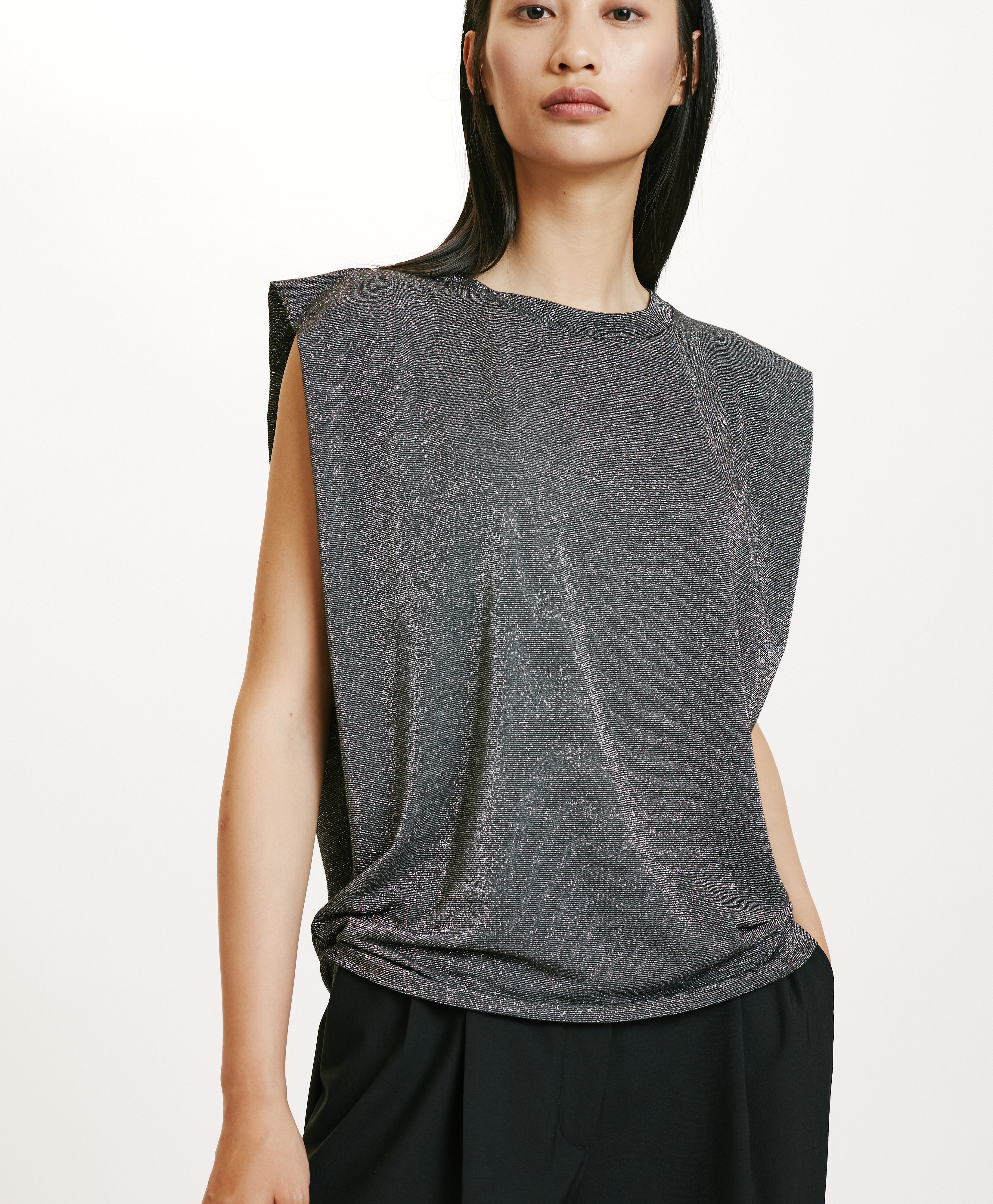 ENNA TSHIRT IN JERSEY LUREX - DARK GREY - Momonì