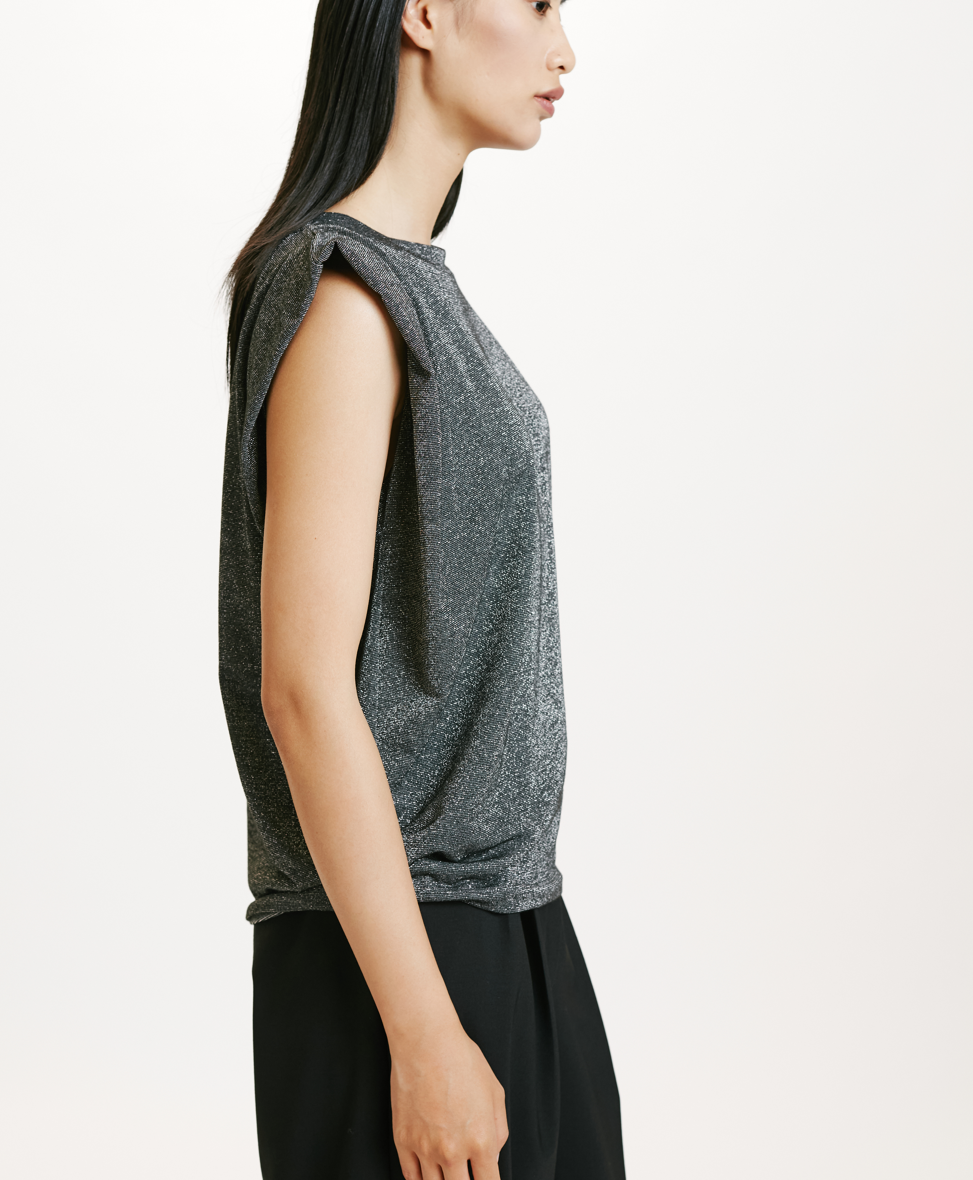 ENNA TSHIRT IN JERSEY LUREX - DARK GREY - Momonì