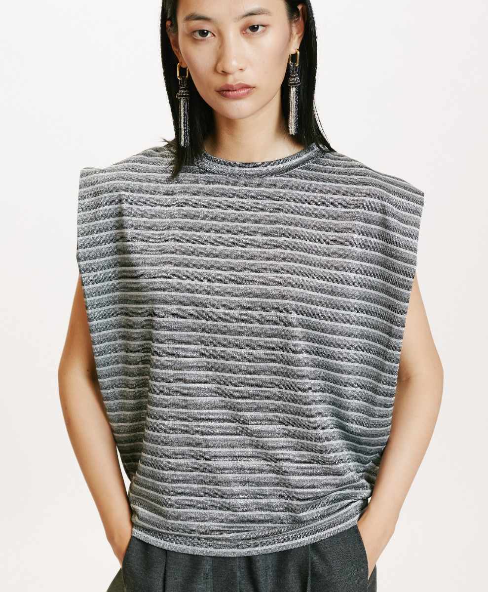 ENNA TSHIRT IN JERSEY LUREX - GREY MULTICOLOR - Momonì