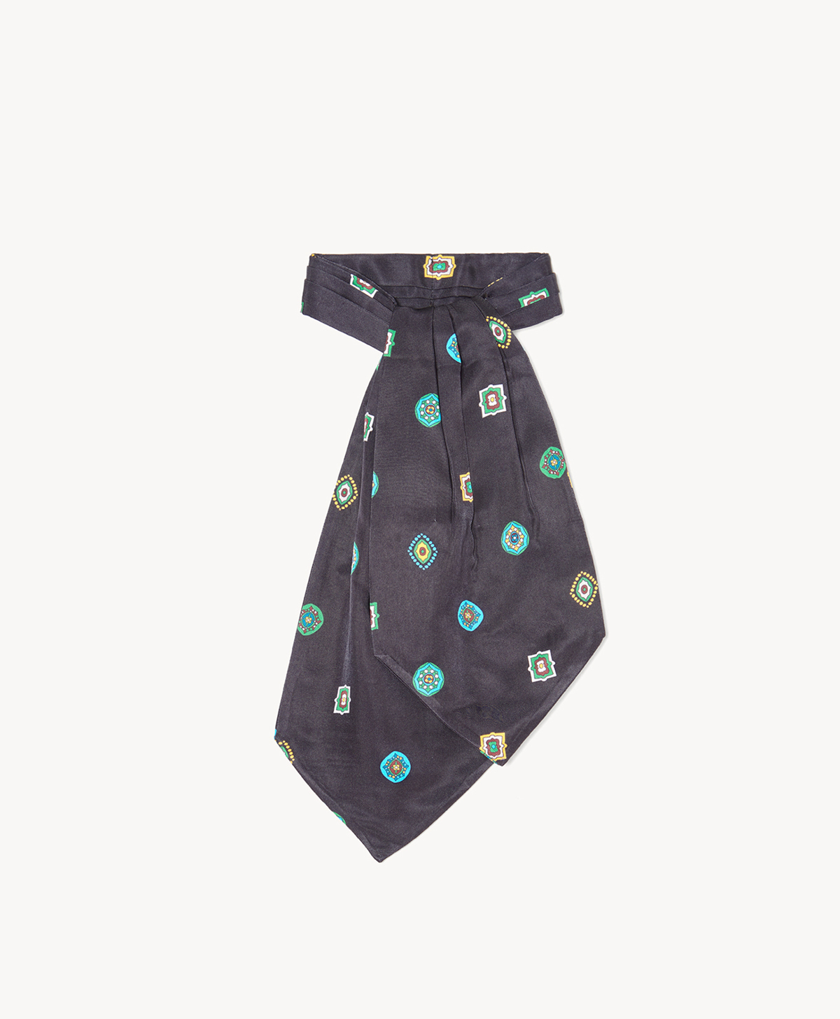 MARINA PRINTED VISCOSE TWILL SCARF - BLACK MULTICOLOR - Momonì