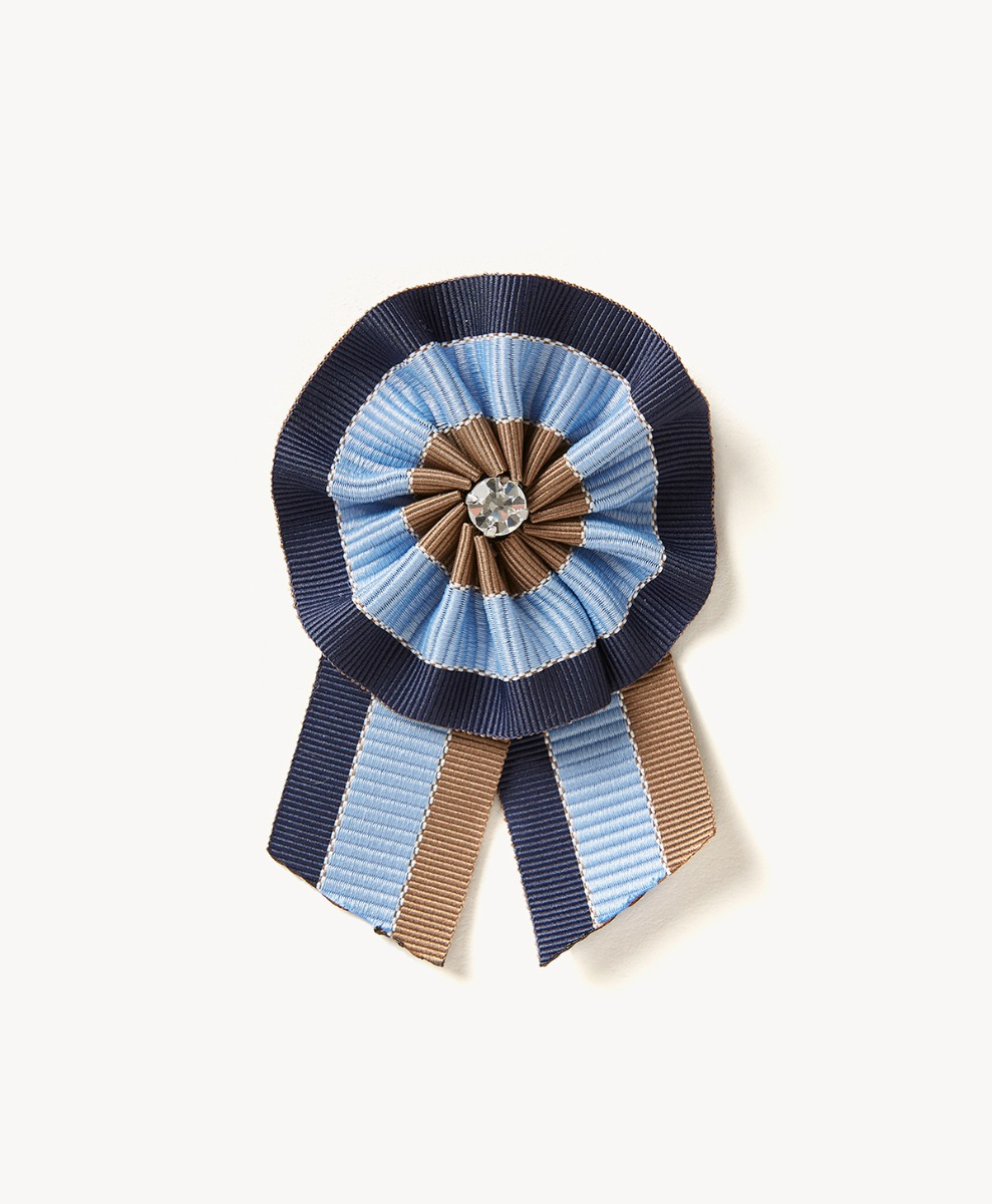 BLUEFILED RIBBON BROOCH - BLUE MULTICOLOR - Momonì