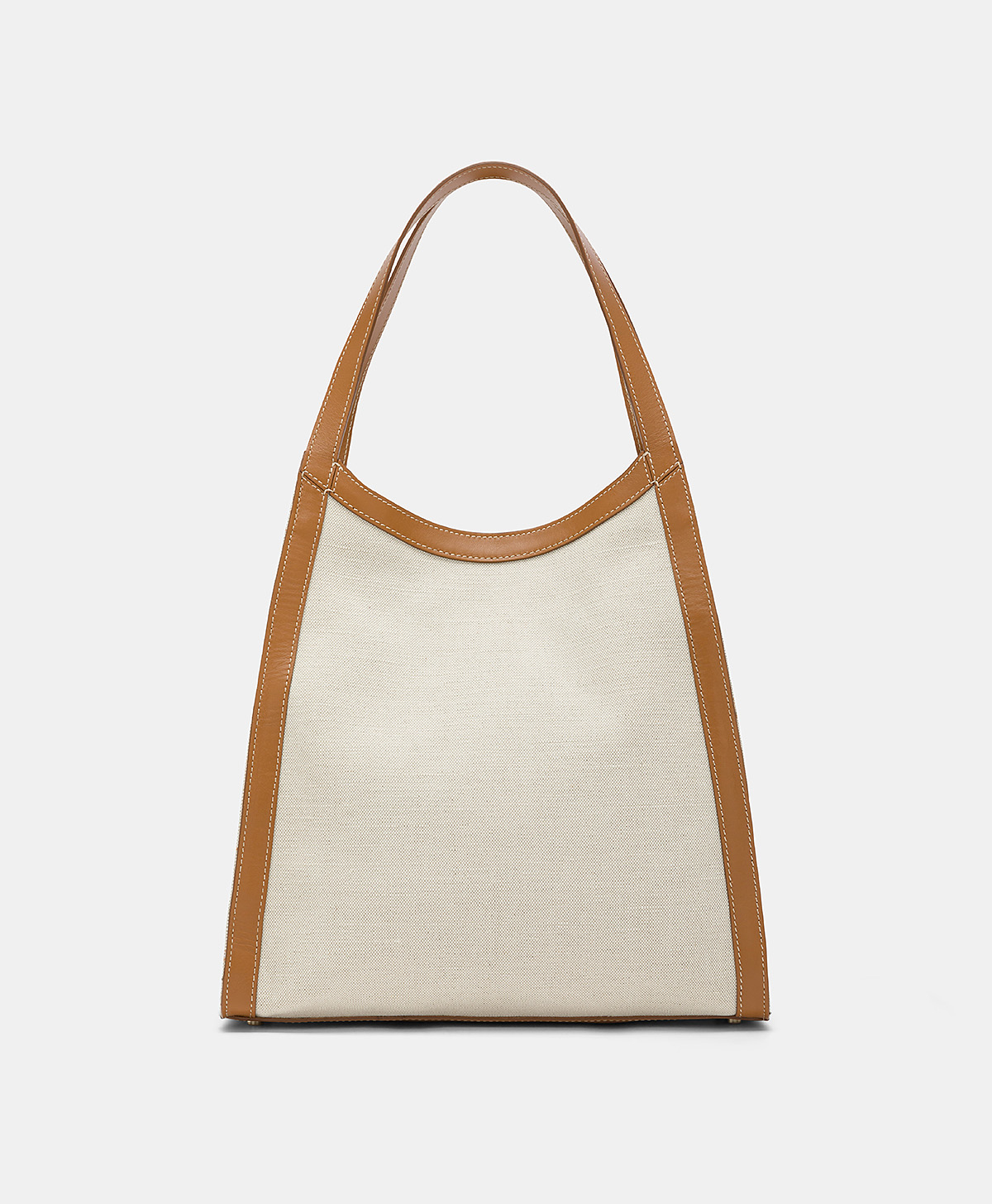 GERALDINE BAG IN LEATHER AND CANVAS - BEIGE - Momonì