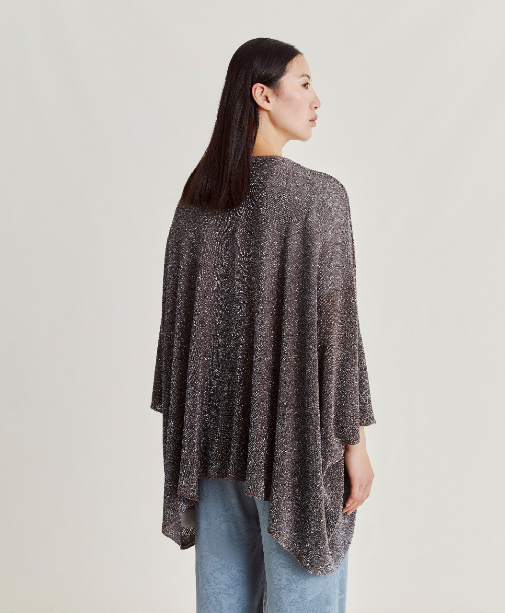 DIVINA CARDIGAN  LUREX RIBBED - BARK - Momonì