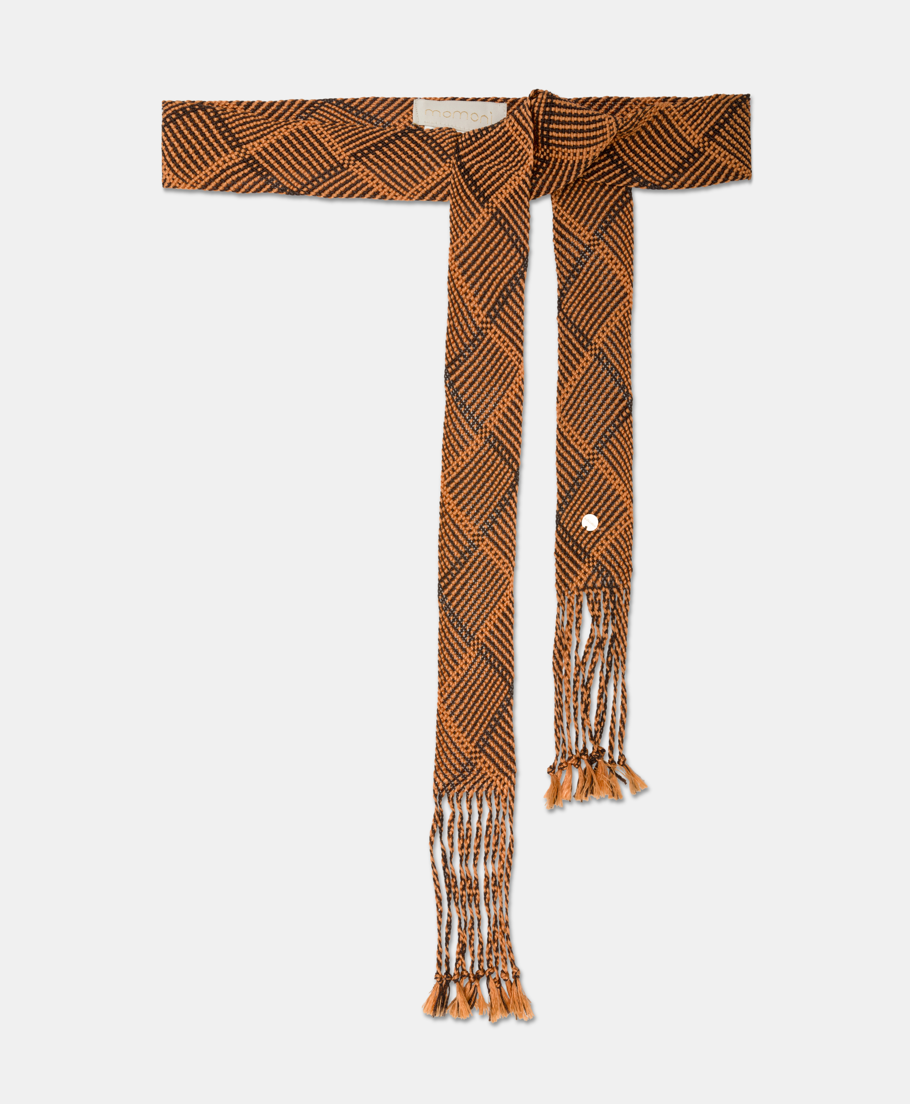 KUNIE BELT IN BRAIDED LUREX - ORANGE/BROWN - Momonì