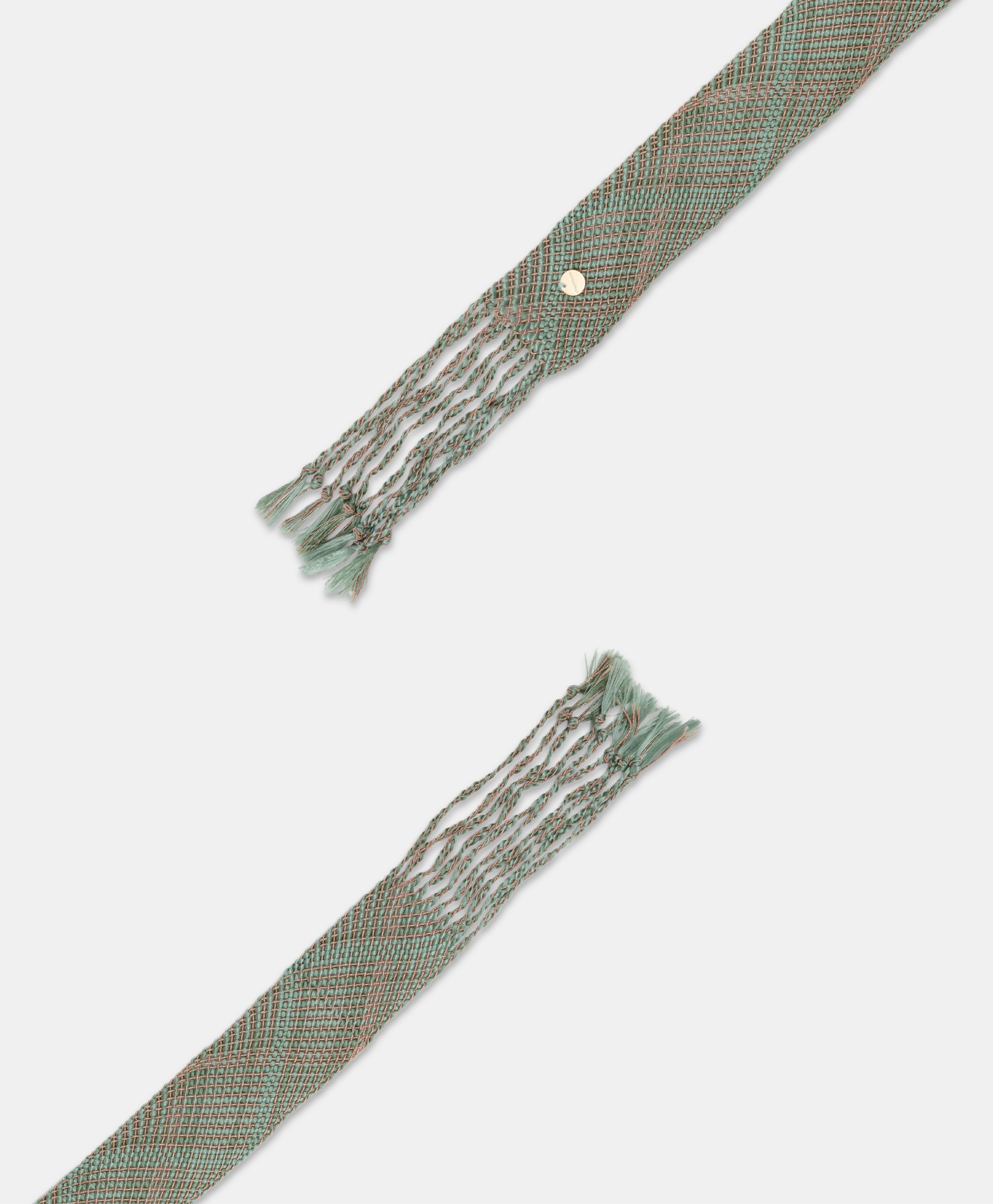 KUNIE BELT IN BRAIDED LUREX - AQUA GREEN/COPPER - Momonì