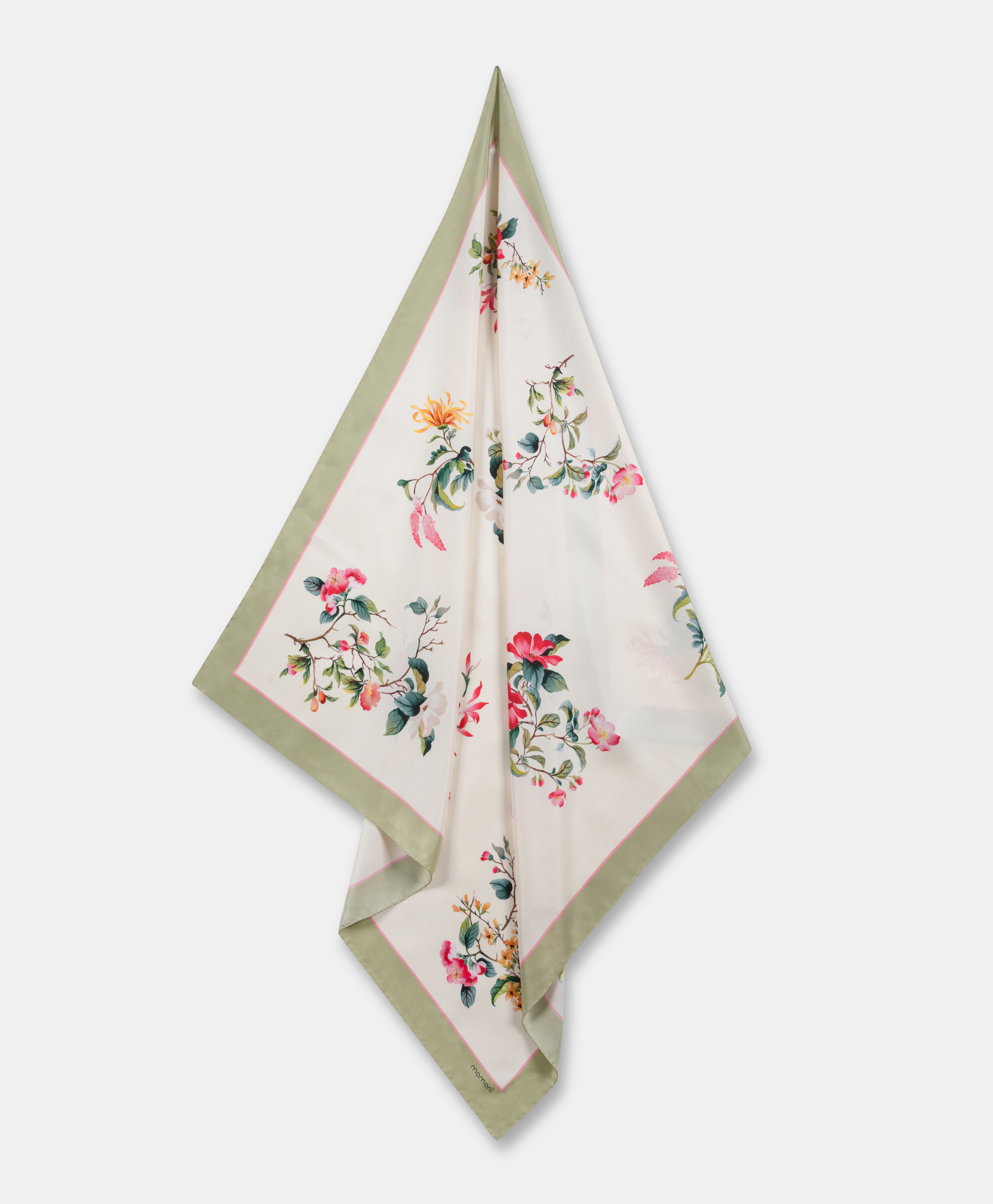 NIPPONIA SILK SCARF - CREAM/RED - Momonì