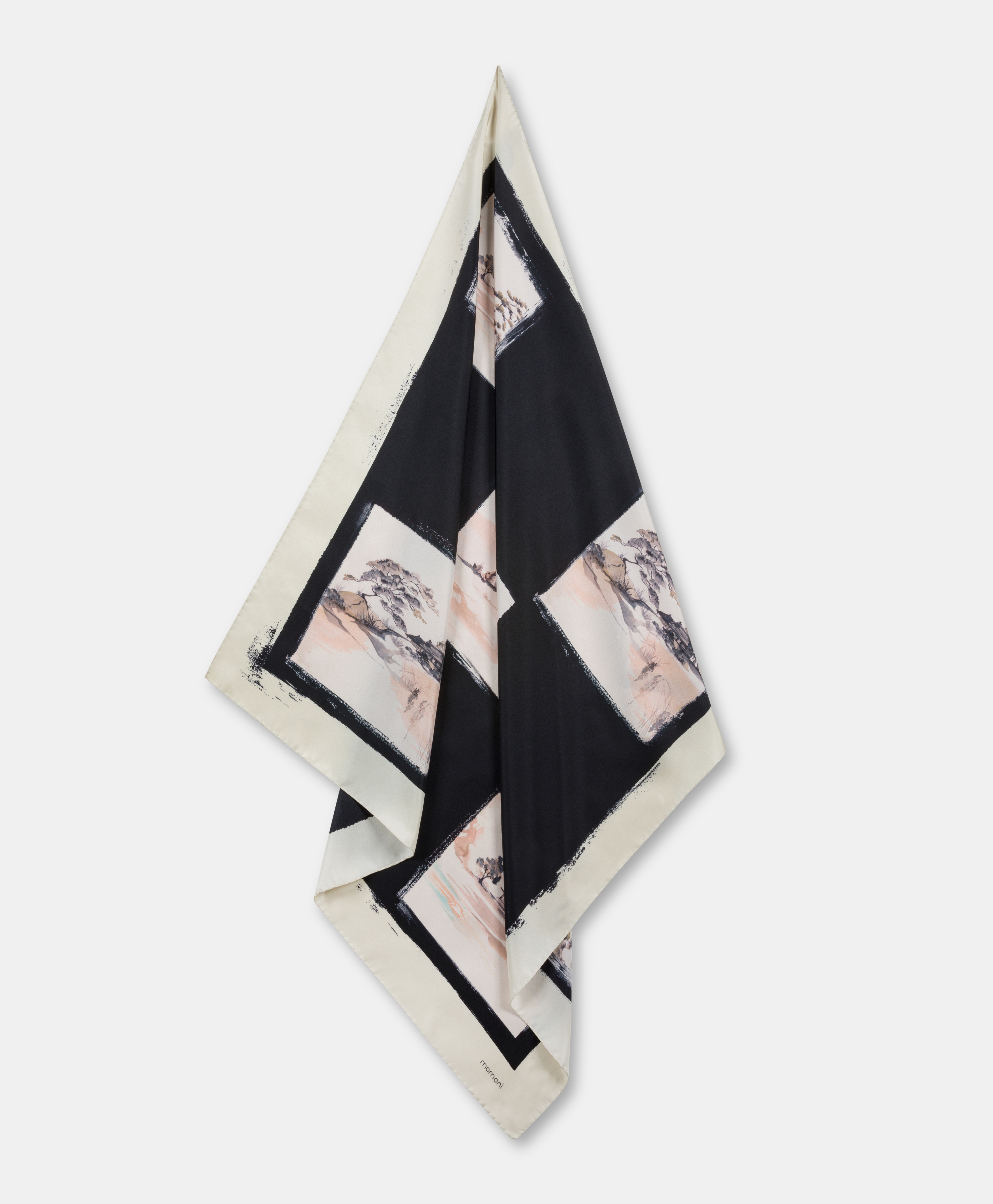 NIPPONIA SILK SCARF - MULTICOLOR BLACK - Momonì