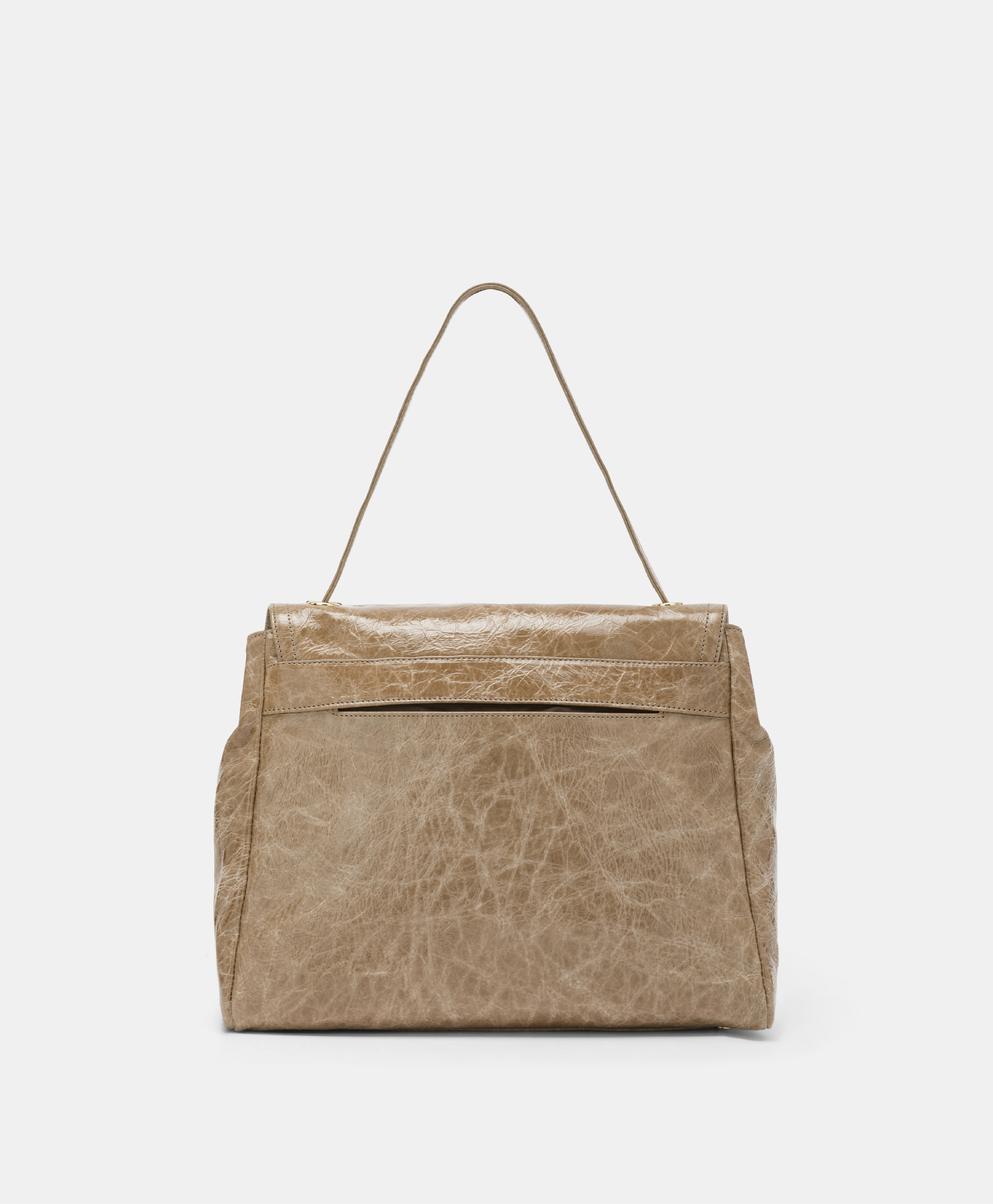 MOMONI FLORE BAG IN NAPLAK LEATHER - TAUPE - Momonì