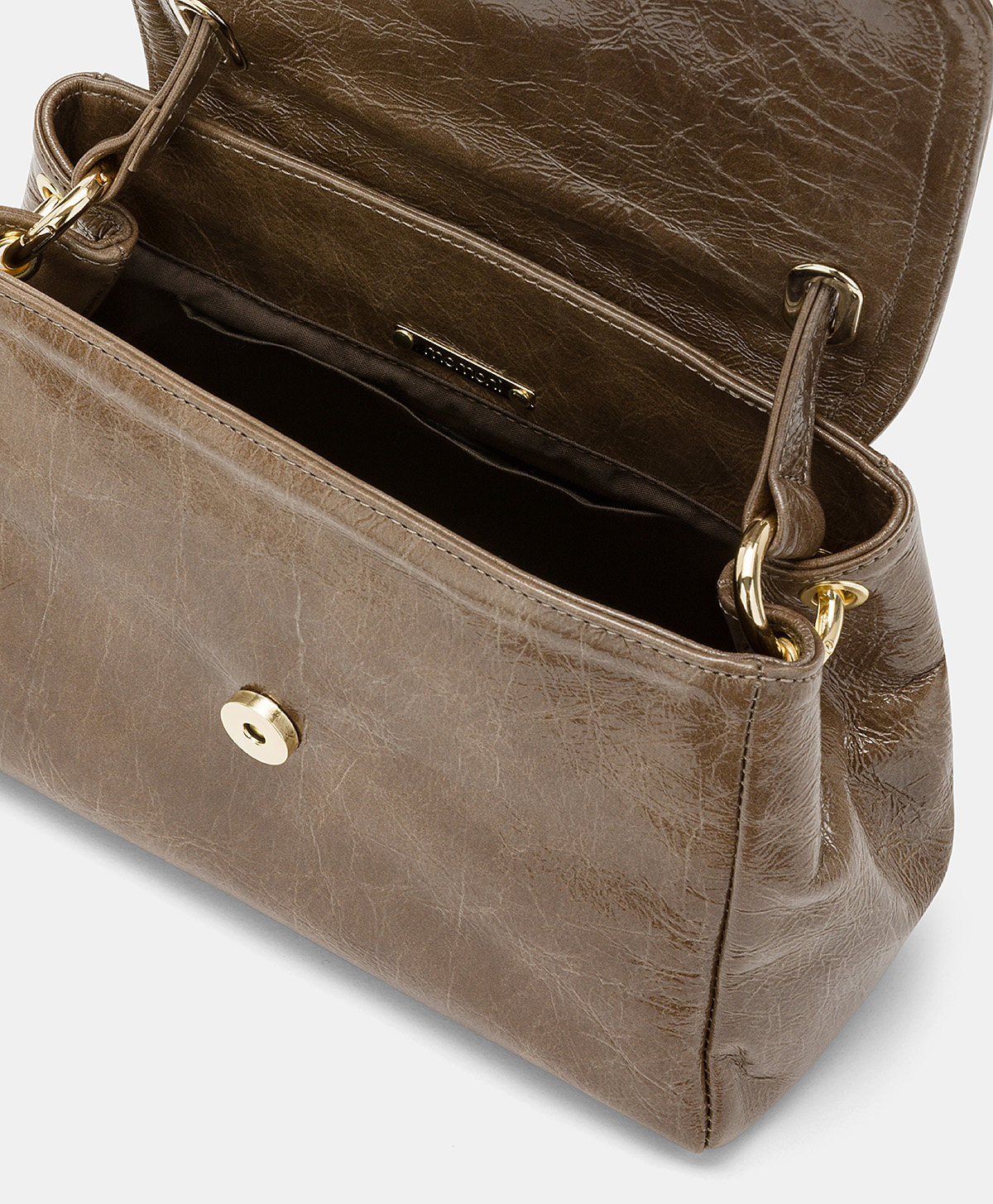 MOMONI PETIT FLORE BAG IN NAPLAK LEATHER - TAUPE - Momonì