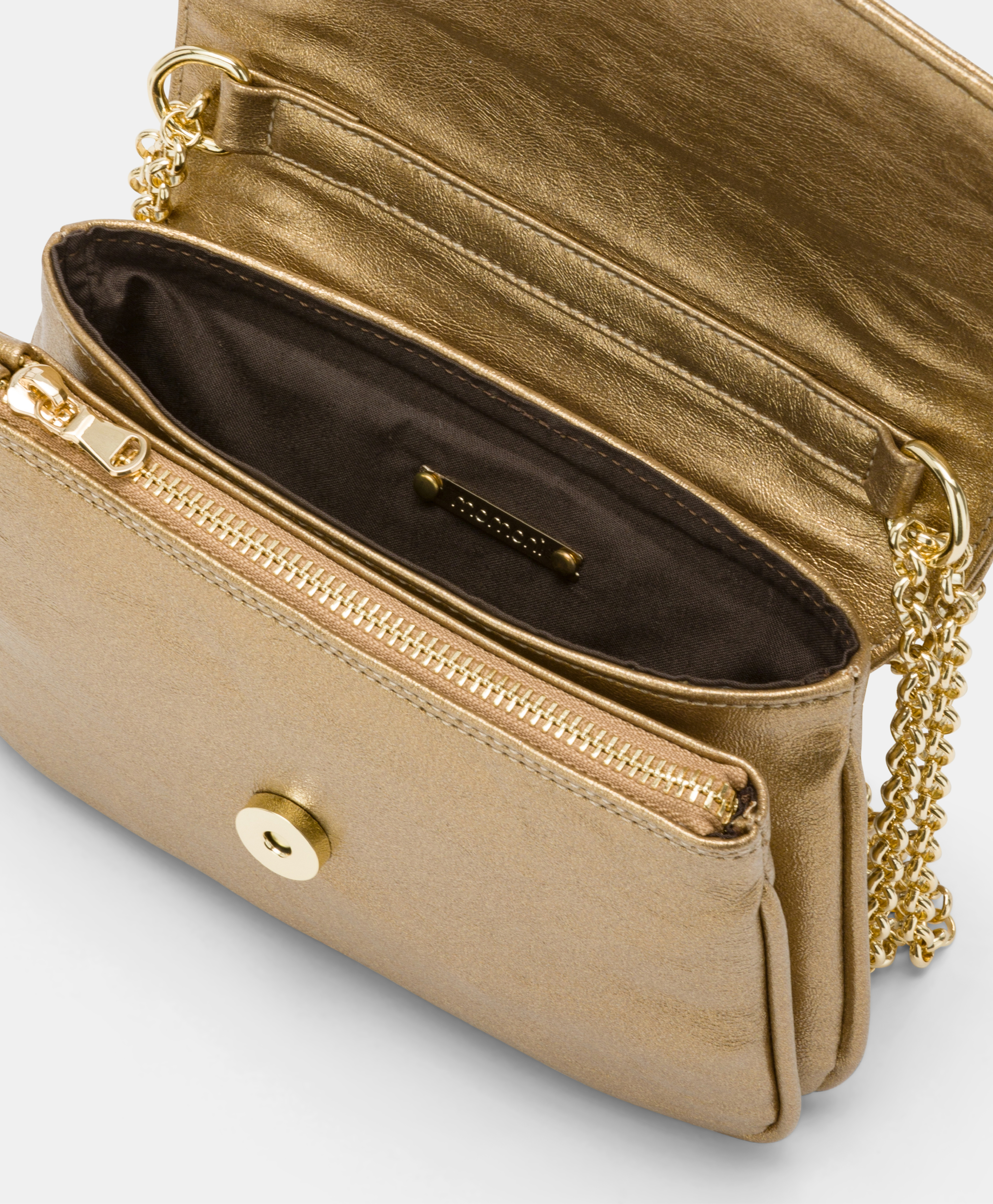 MOMONI MIMI' FLORE BAG IN LAMINATED ECO-LEATHER - GOLD - Momonì