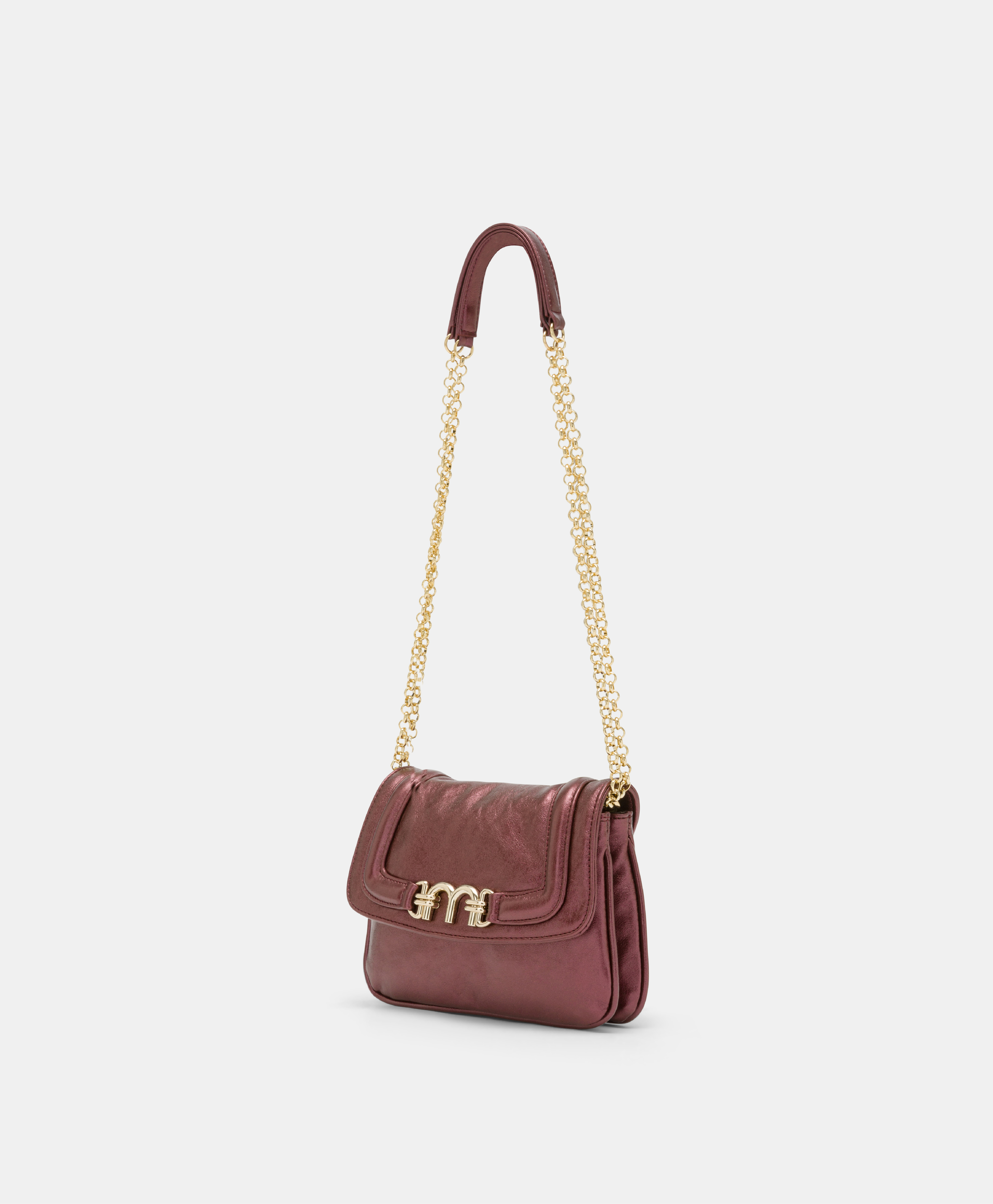 MOMONI MIMI' FLORE BAG IN LAMINATED ECO-LEATHER - GRAPE MUST - Momonì