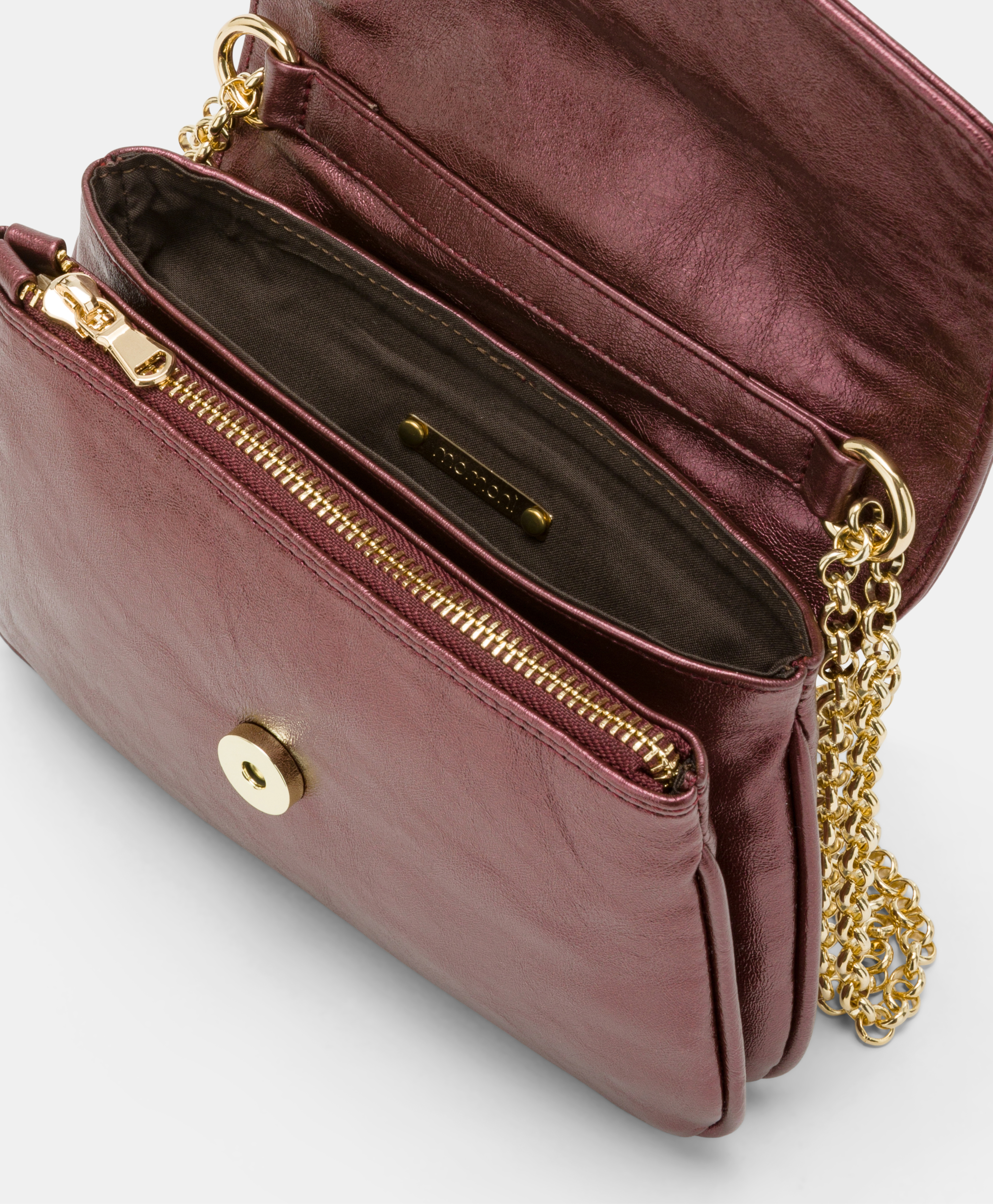 MOMONI MIMI' FLORE BAG IN LAMINATED ECO-LEATHER - GRAPE MUST - Momonì