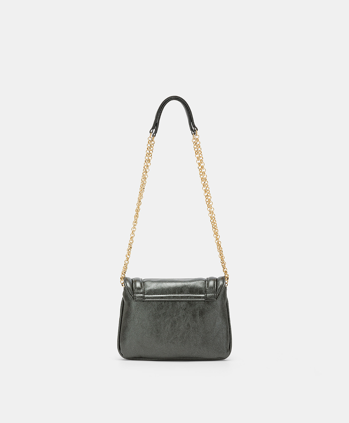 BORSA MOMONI MIMI' FLORE IN ECOPELLE LAMINATA-NERO - Momonì