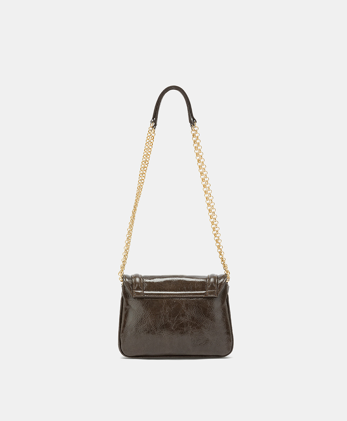 MOMONI MIMI' FLORE BAG IN NAPLAK LEATHER - DARK BROWN - Momonì