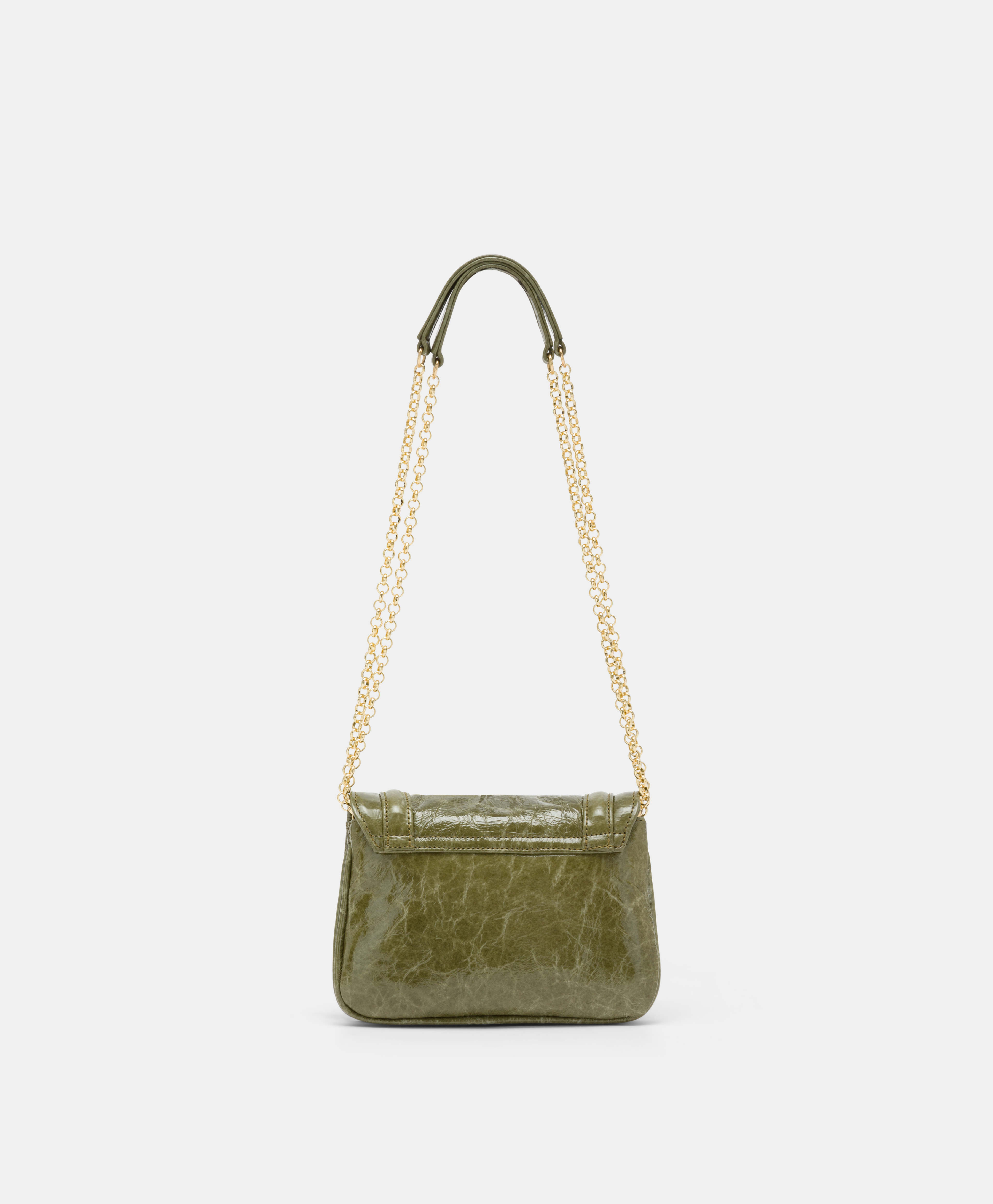 SAC MOMONI MIMI' FLORE EN CUIR NAPLAK - VERT OLIVE - Momonì