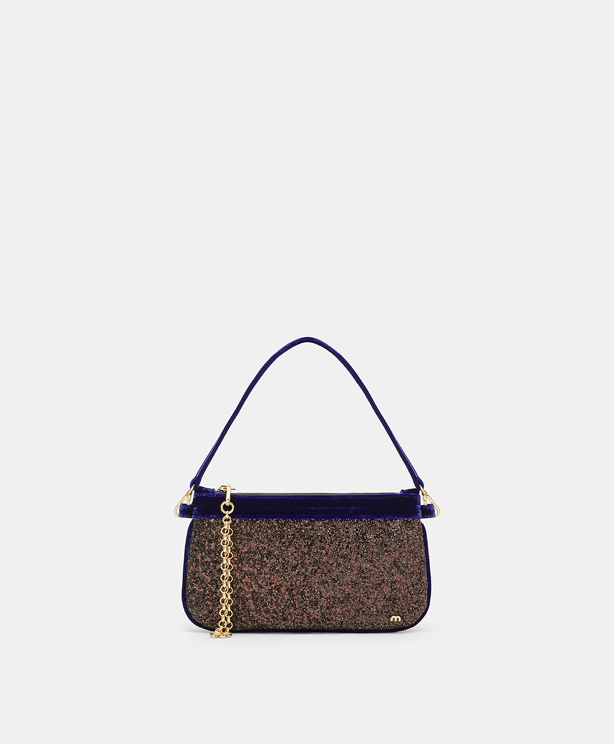 BORSA MOMONI KUROI BIS IN GLITTER CON VELLUTO-BRONZO/LAVANDA - Momonì