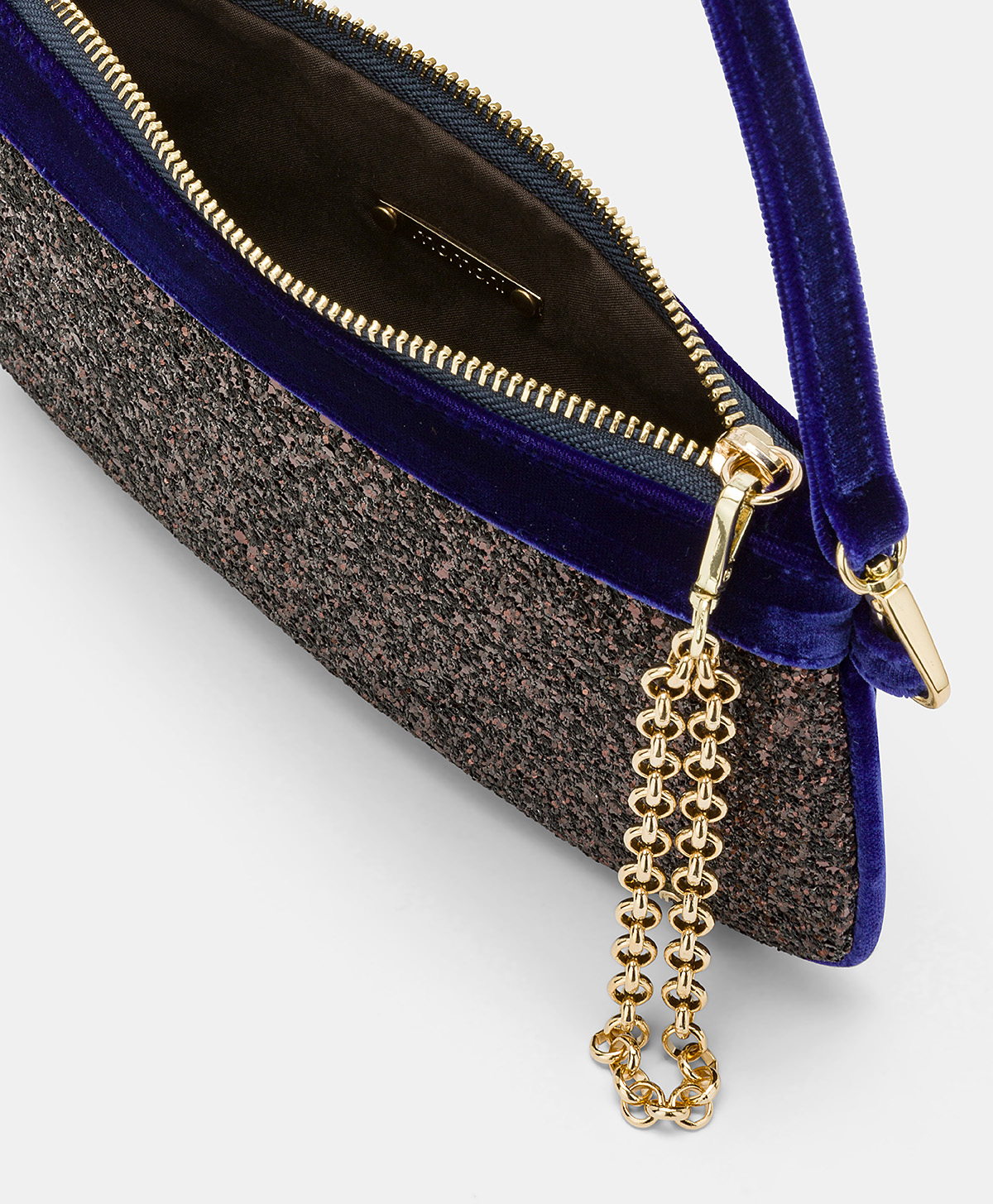 MOMONI KUROI BIS BAG IN VELVET WITH GLITTER - BRONZE/LAVANDER - Momonì