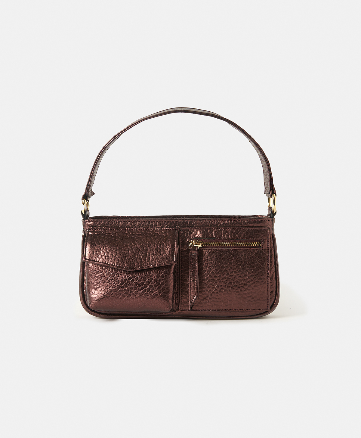GINEPRO BAG IN LAMÉ LEATHER - BURGUNDY - Momonì