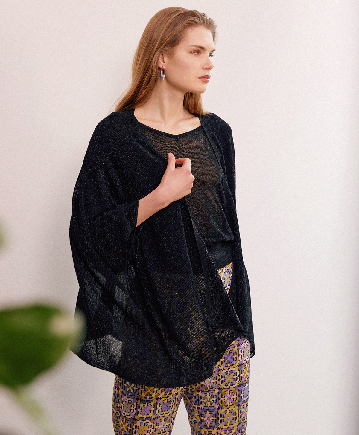 DIVINA CARDIGAN IN VISCOSE AND LUREX - BLACK - Momonì