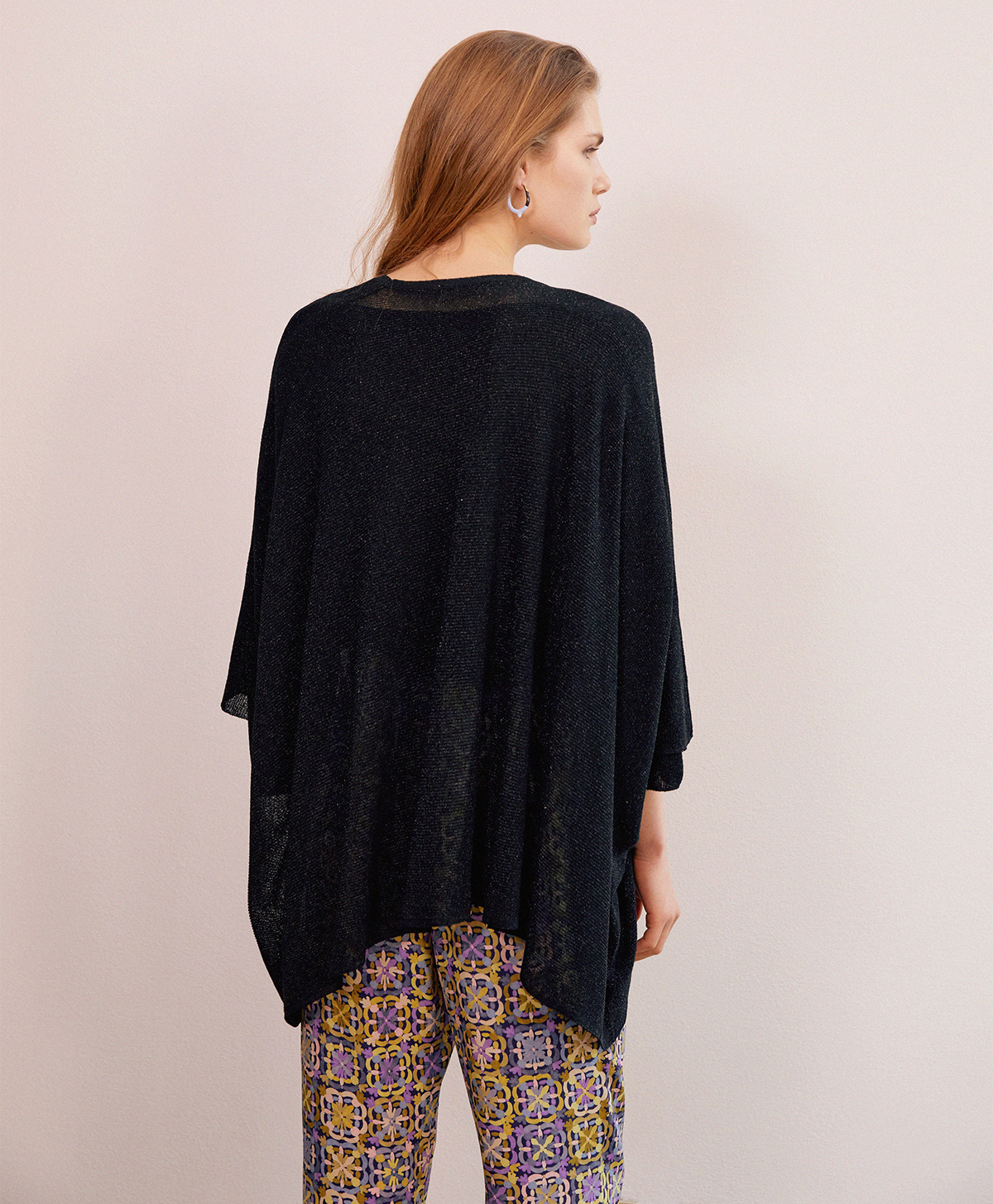 DIVINA CARDIGAN IN VISCOSE AND LUREX - BLACK - Momonì