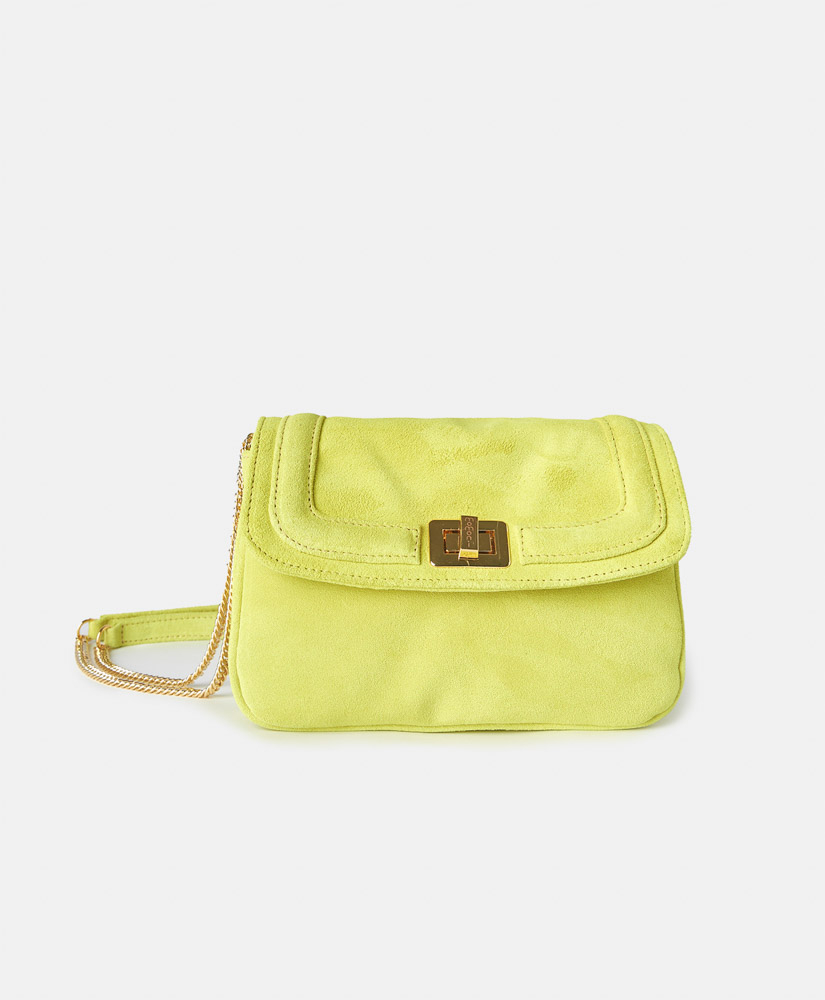 BORSA MOMONÌ MIMÌ FLORE IN PELLE SCAMOSCIATA - LIME - Momonì