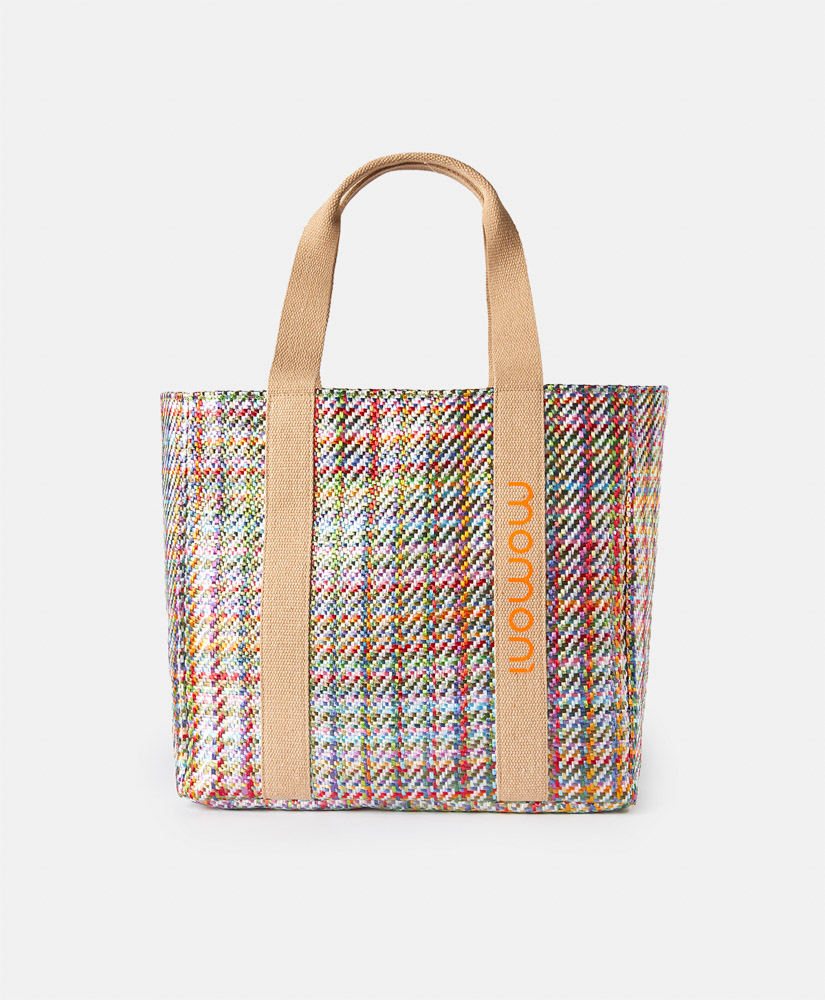 SUNDAY BAG IN CANVAS AND MULTICOLOUR RAFFIA - MULTICOLOR - Momonì